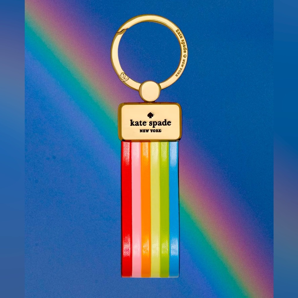 $99 Kate Spade rainbow keychain purse clip gold logo hardware new